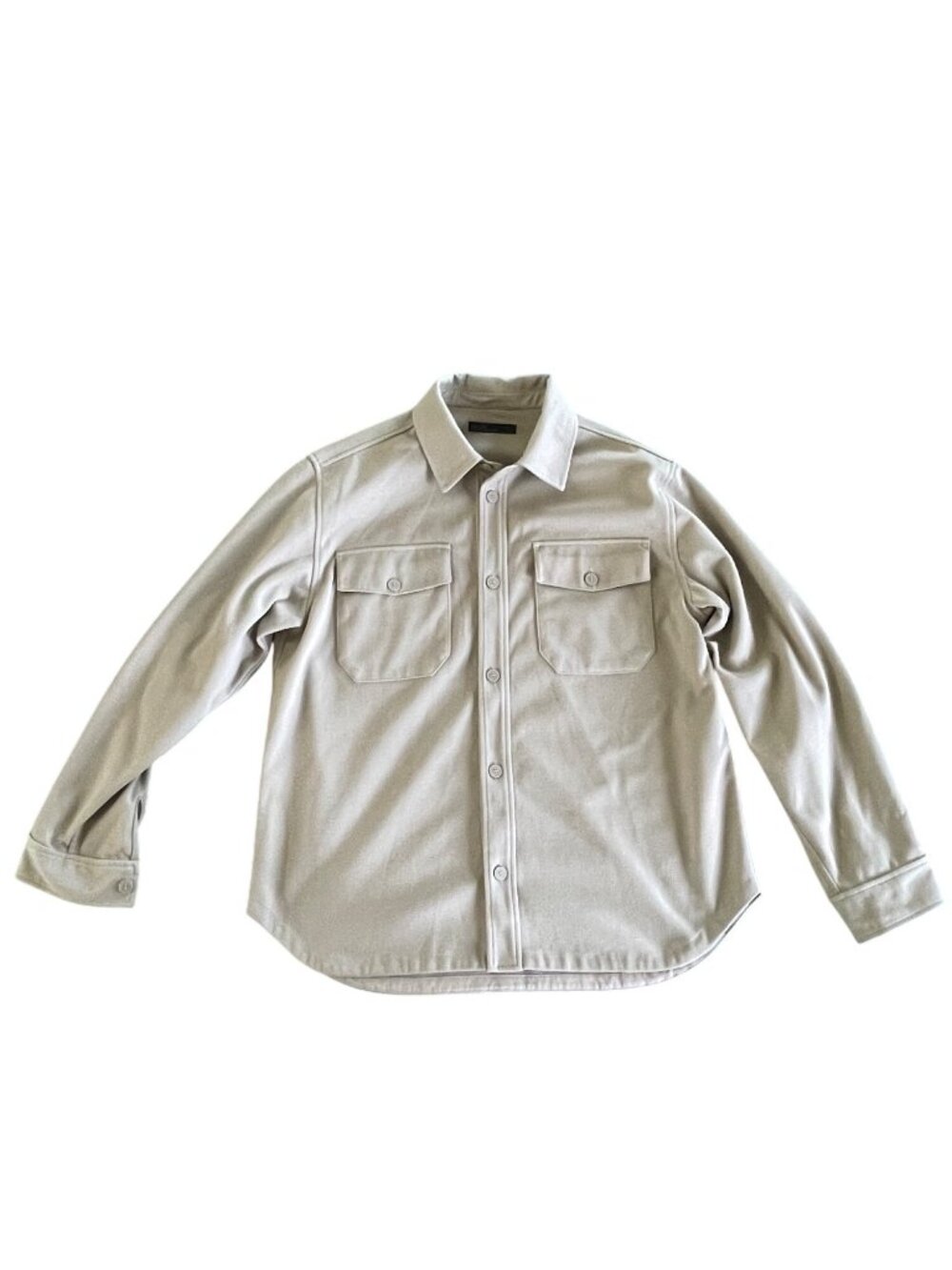 Oak + Fort Beige Long-Sleeve Button-Up Shirt With Flap Pockets Size S